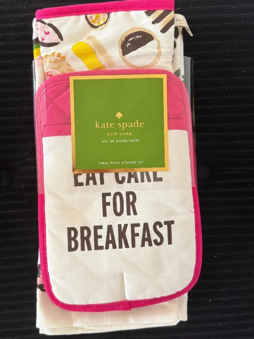 NWT Kate Spade “Eat Cake for Breakfast” 3 Piece Kitchen Set